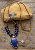 Boho Necklace, Heart Lapis Pendant Necklace